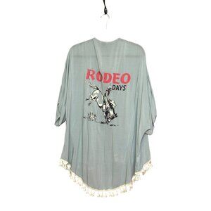 Cruel Denim Womens Blue Tassel Trimmed Rodeo Days Open Front Kimono Size XL